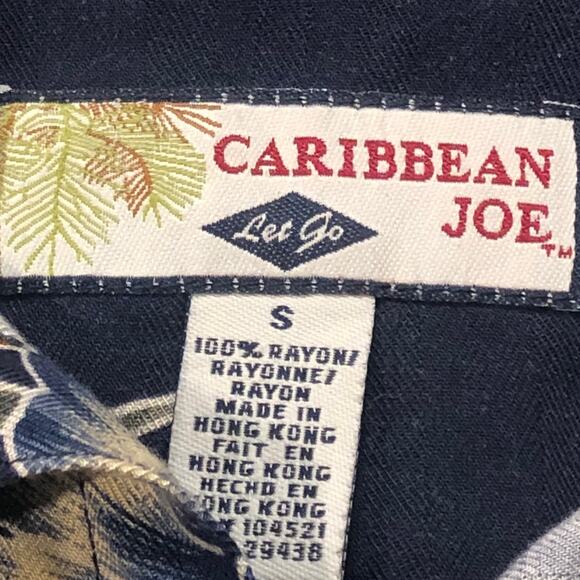 Caribbean Joe Let Go Vacation Blue Button Down Floral Flower Print Shirt - Picture 3 of 8